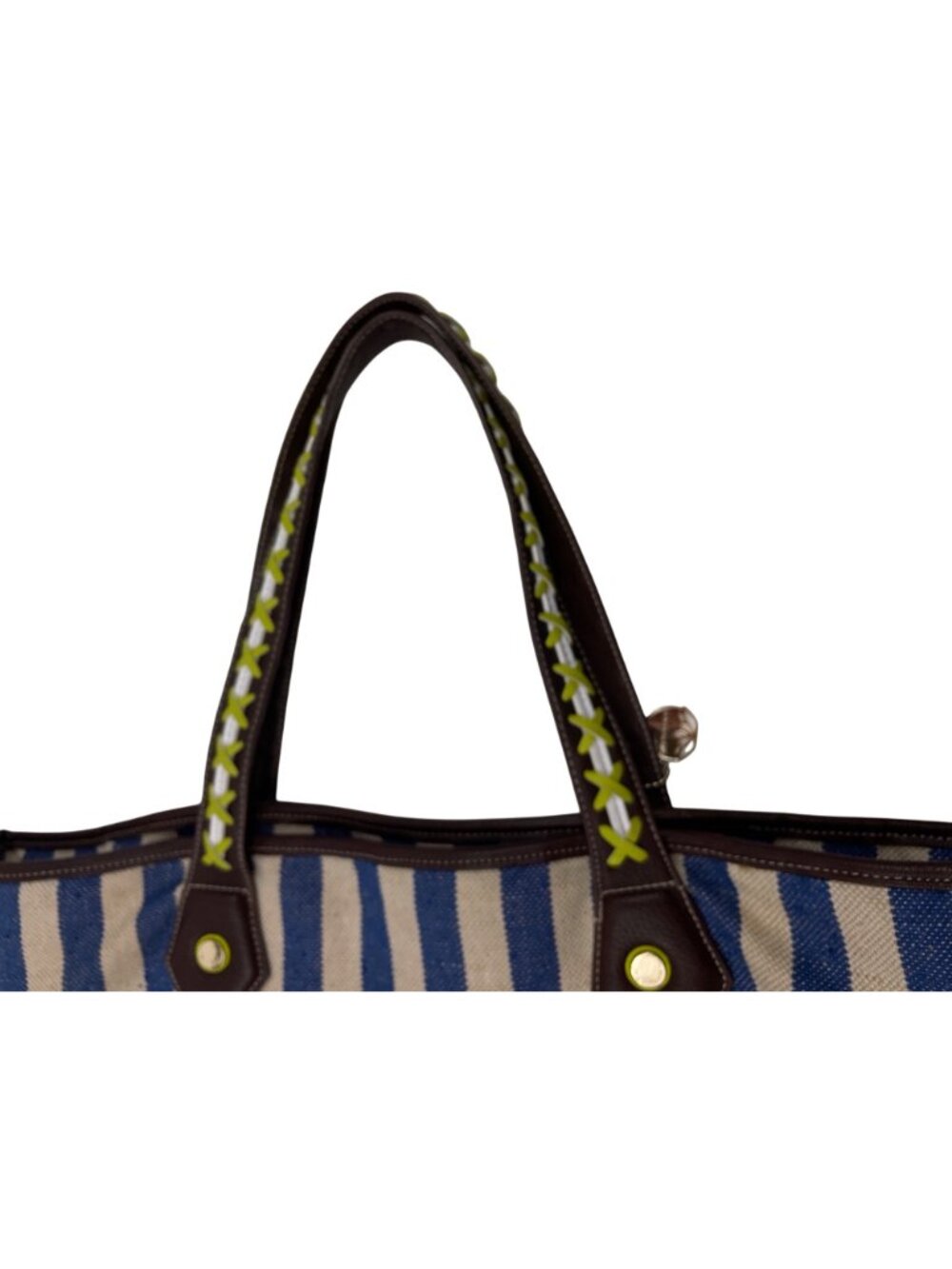 Big Buddha Shoulder Purse Tote Satchel Blue White Stripes - Picture 3 of 13
